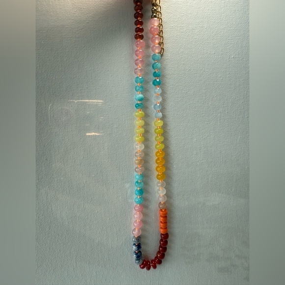 Colorful Rainbow Stone Beaded Choker Necklace 
Adjustable - Picture 12 of 12